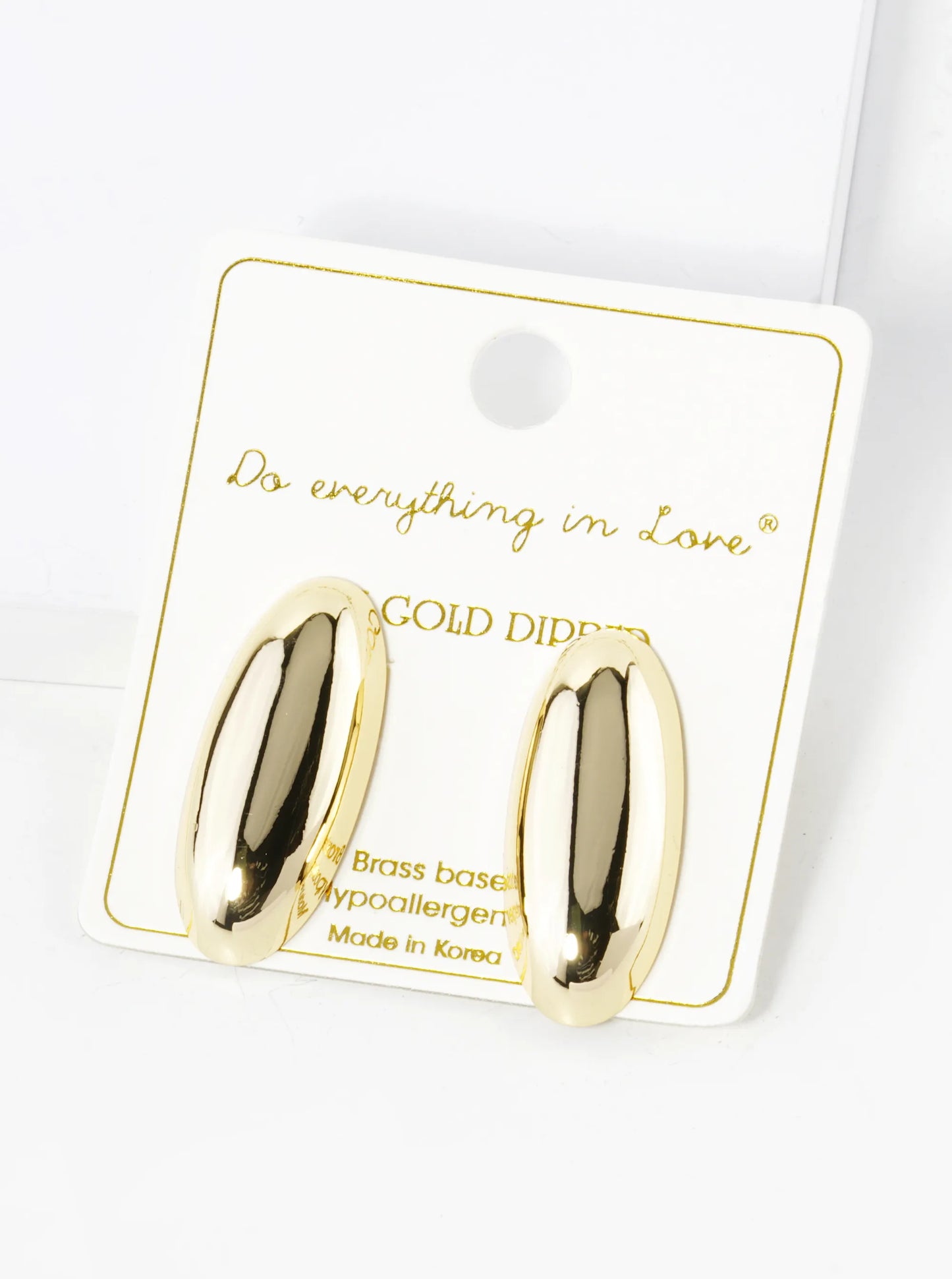 14K Gold Dipped Oval Shape Stud Earrings