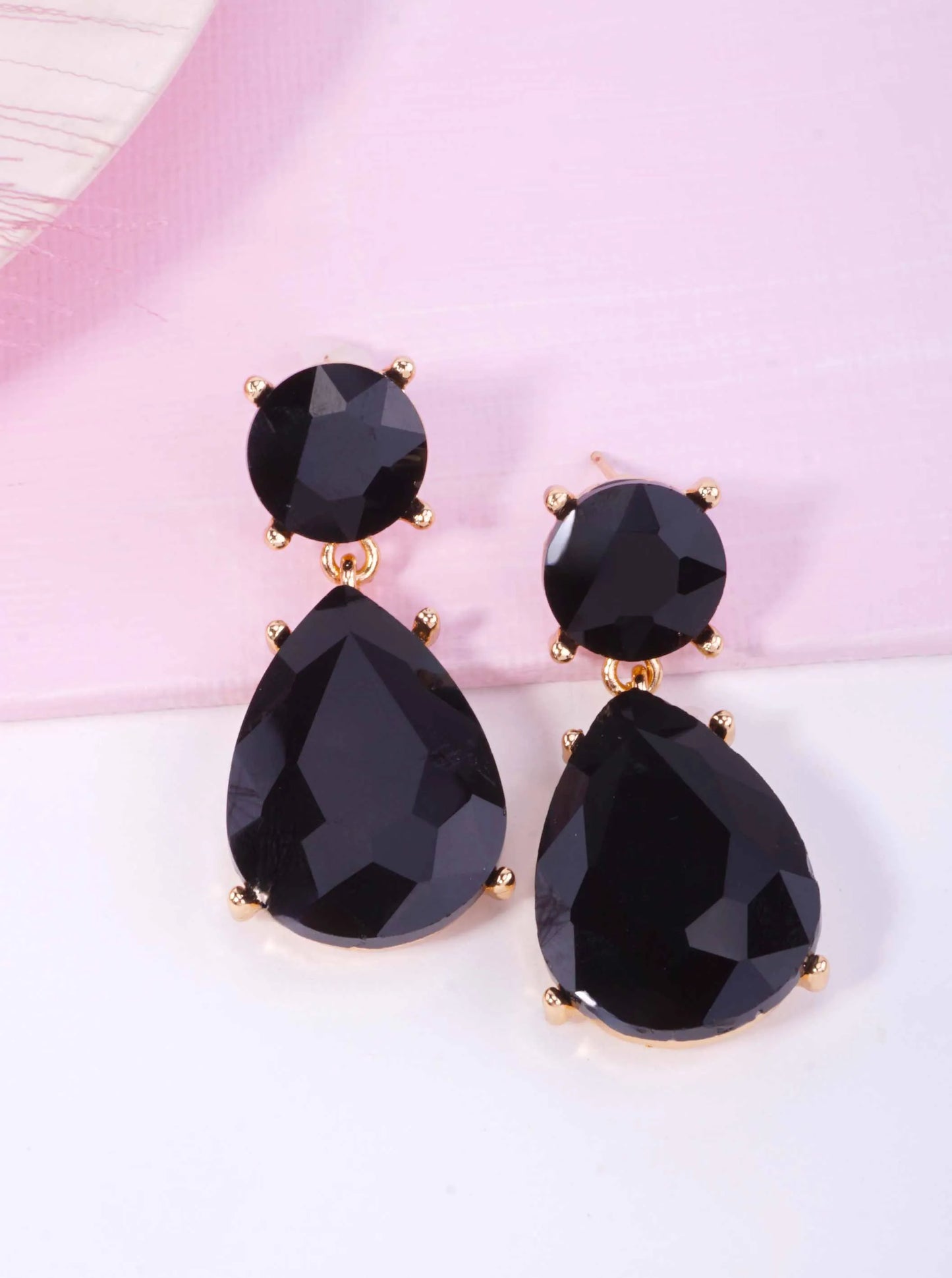 14K Gold-Dipped Pastel Crystal Drop Earrings