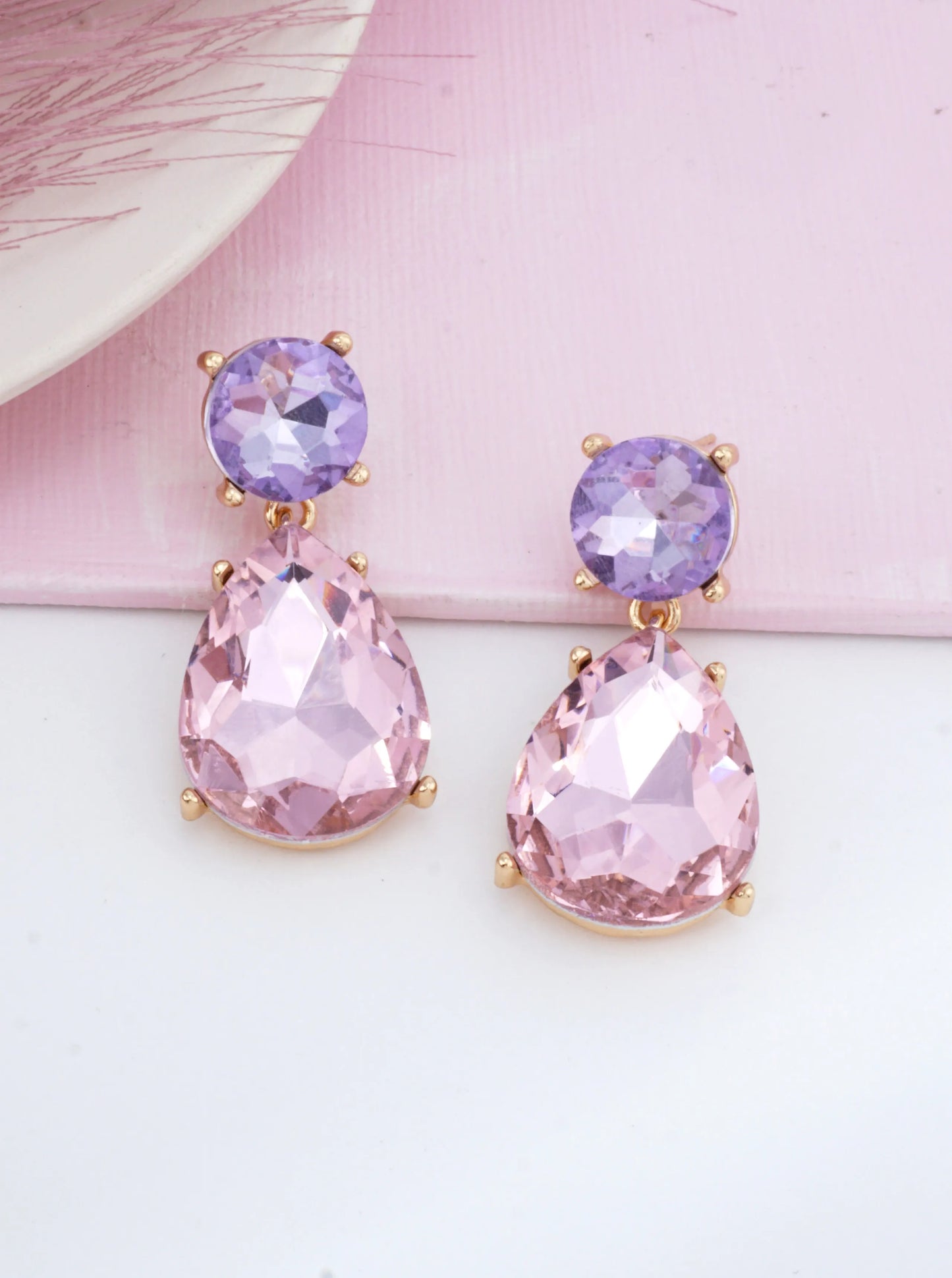 14K Gold-Dipped Pastel Crystal Drop Earrings