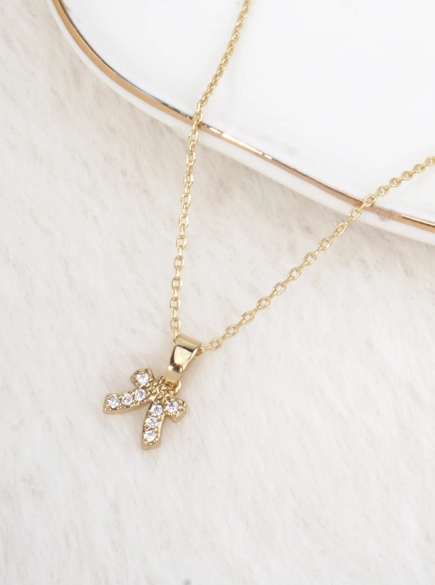 14K-Gold-Dipped Pave Bow Pendant Necklace