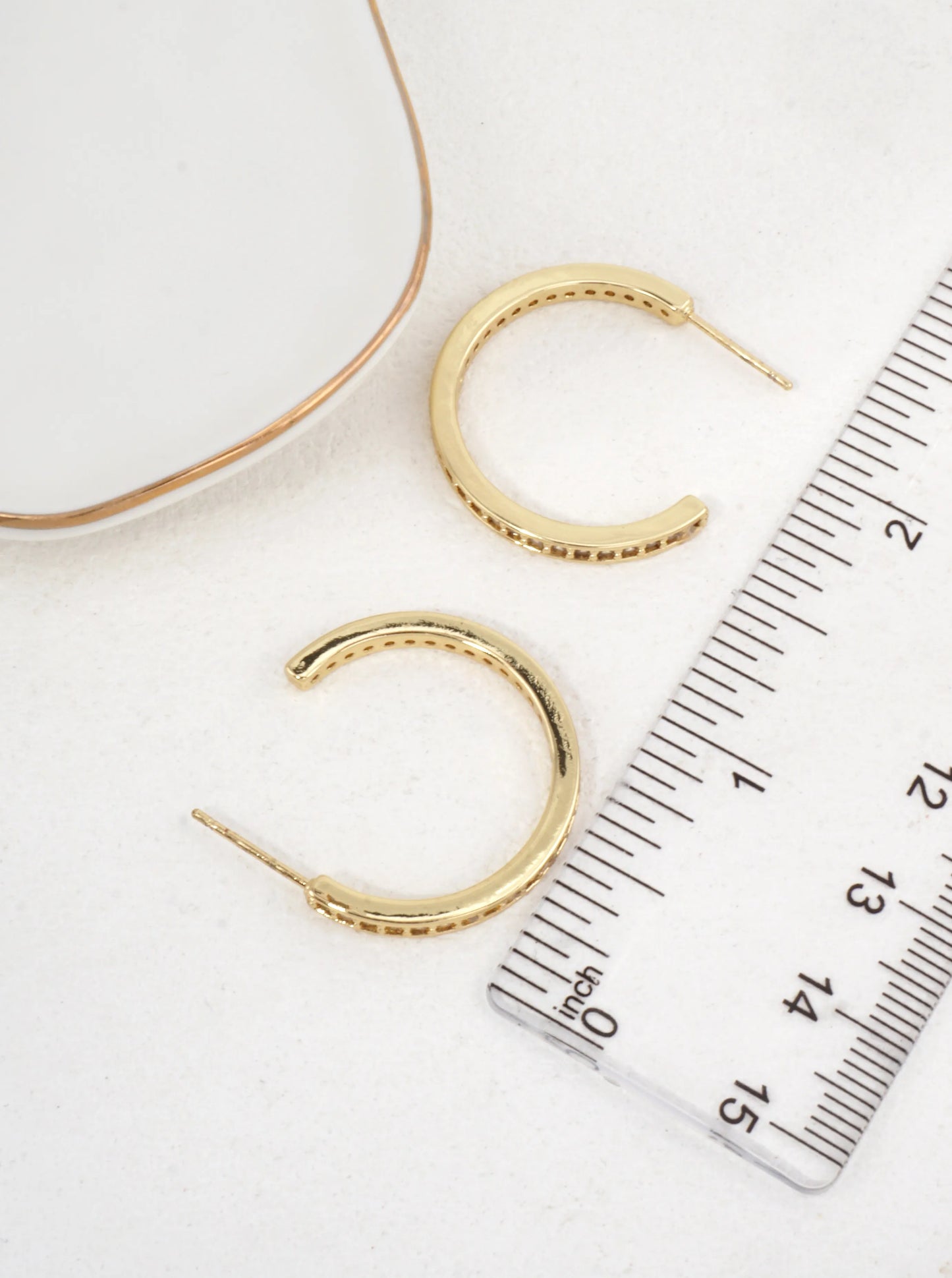 14K Gold-Dipped Pave CZ Hoop Earrings