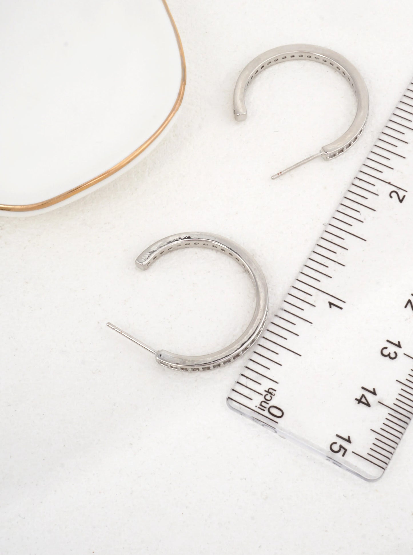 14K Gold-Dipped Pave CZ Hoop Earrings