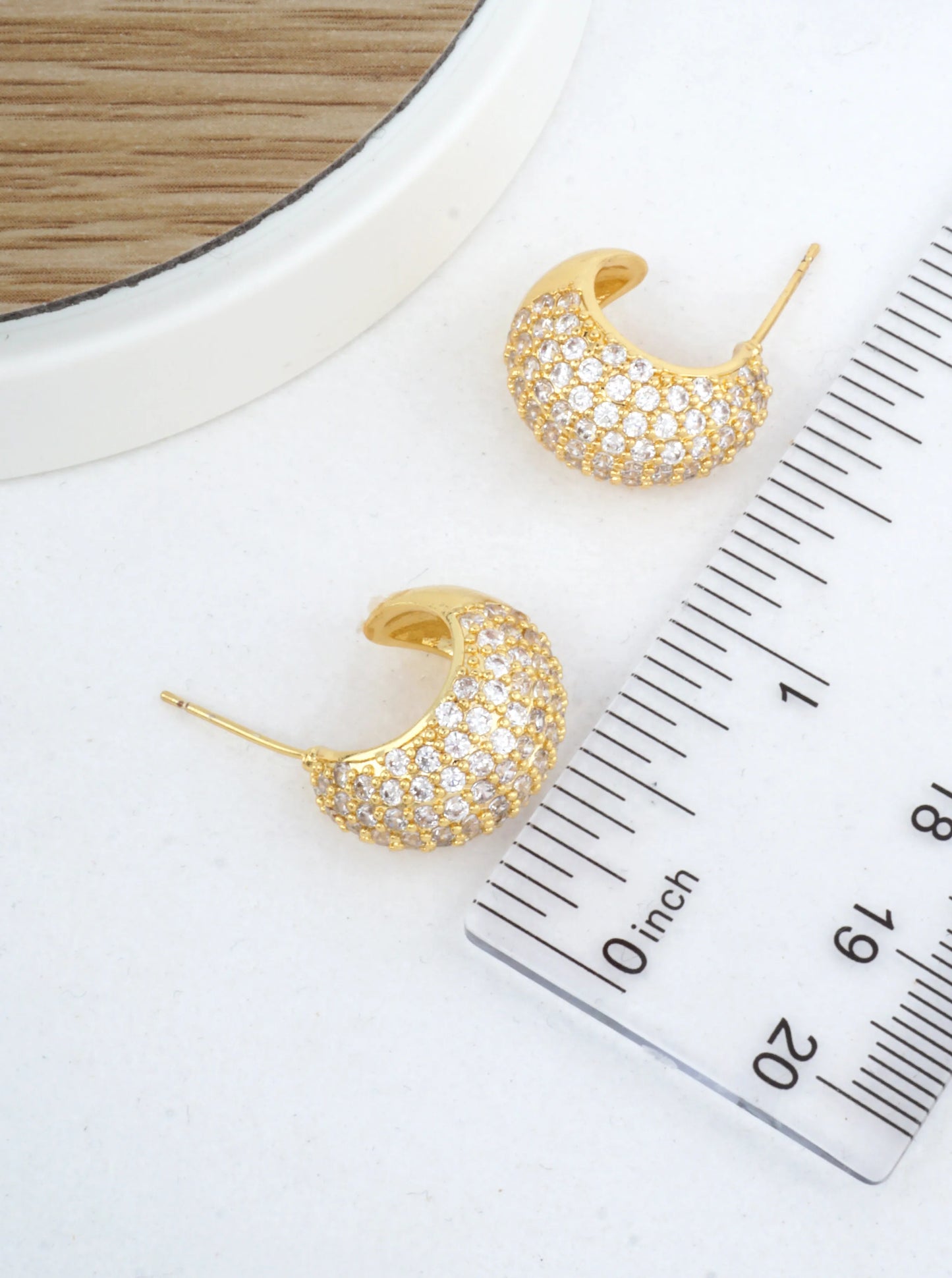 14K Gold-Dipped Pave Dome Huggie Earrings