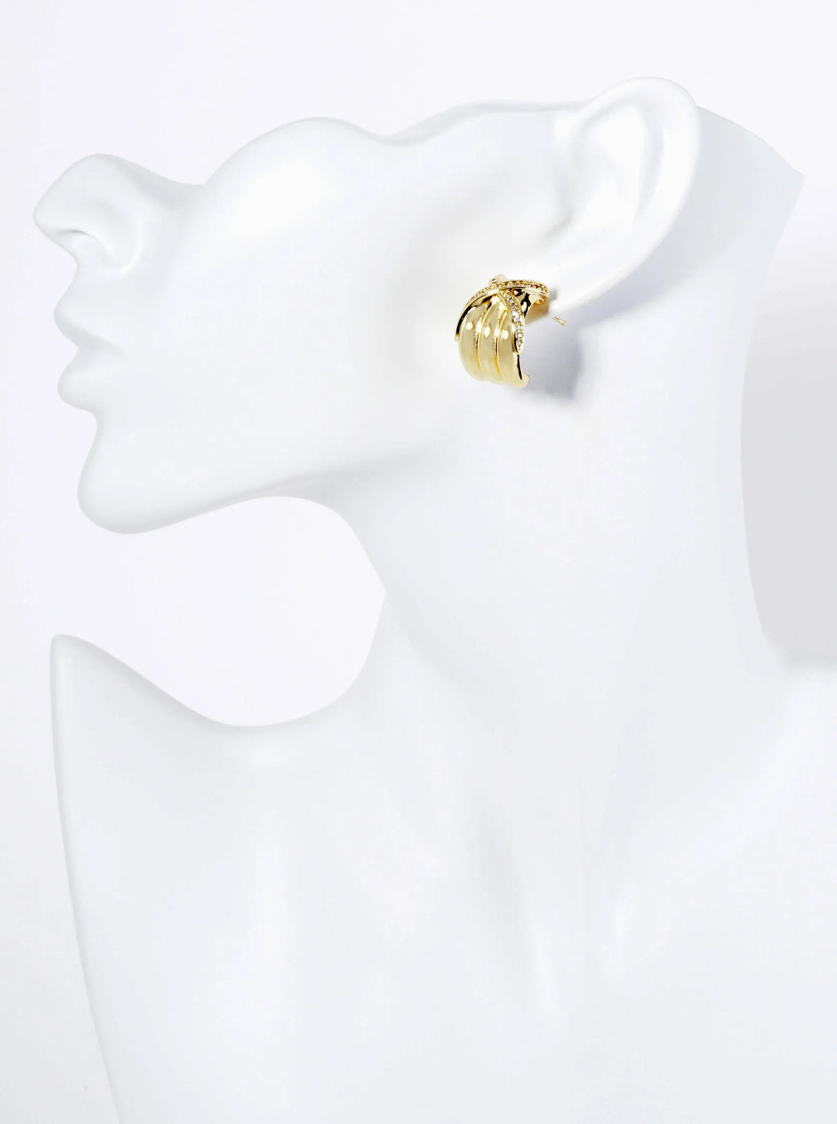 14K Gold Dipped Pave Set CZ Crossover 20mm Bold Hoop Earrings