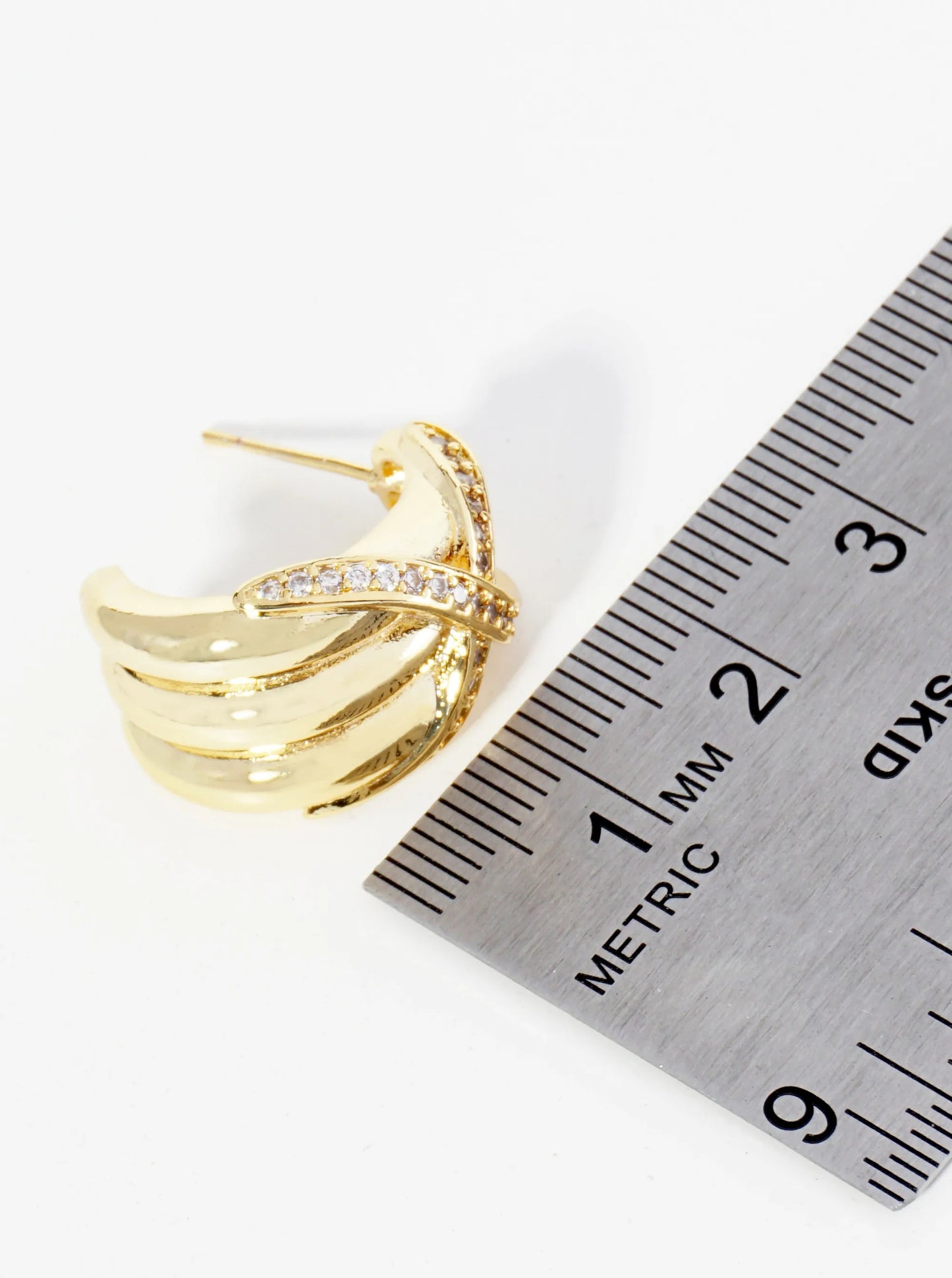 14K Gold Dipped Pave Set CZ Crossover 20mm Bold Hoop Earrings
