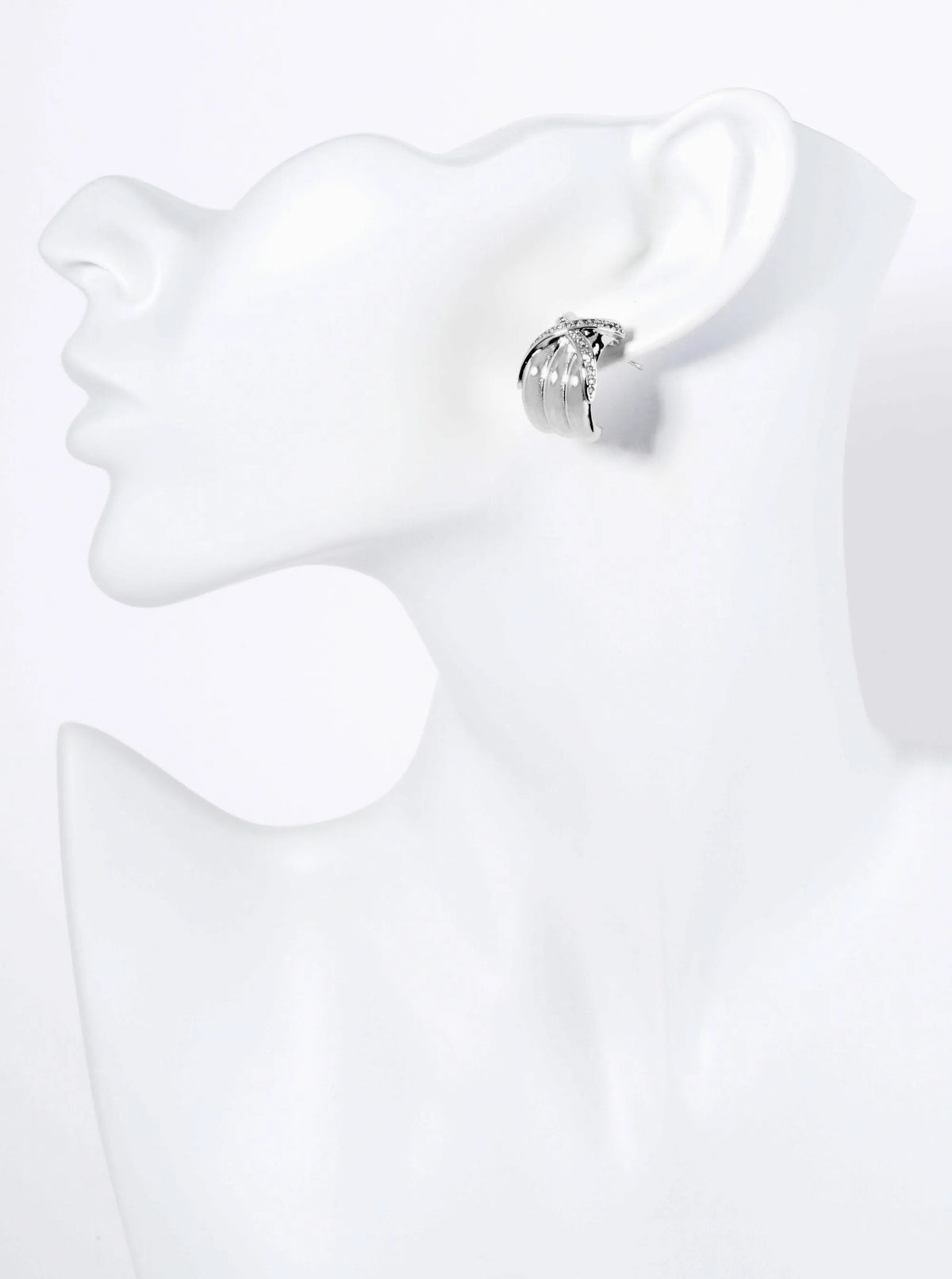 14K Gold Dipped Pave Set CZ Crossover 20mm Bold Hoop Earrings