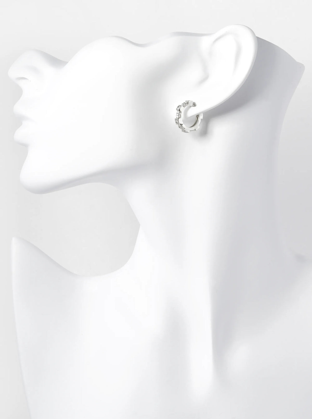 14K Gold Dipped Pave Set Cubic Zirconia 12mm Gear Huggie Hoop Earrings