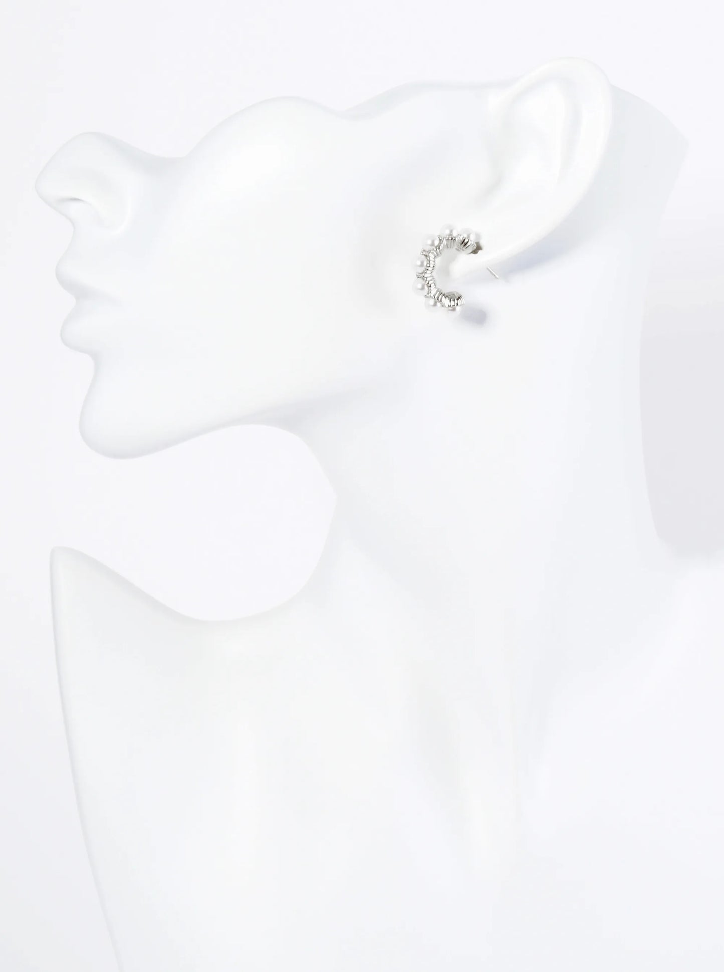 14K Gold Dipped Pearl Beaded 15mm Open Hoop Earrings