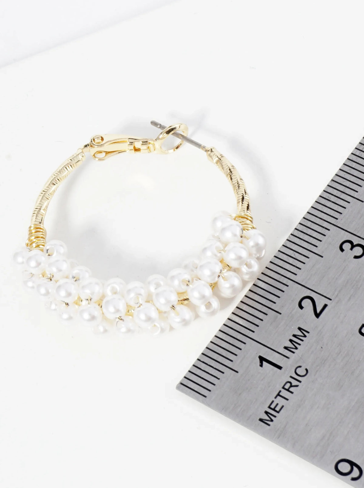 14K Gold Dipped Pearl Cluster Hoop Earring