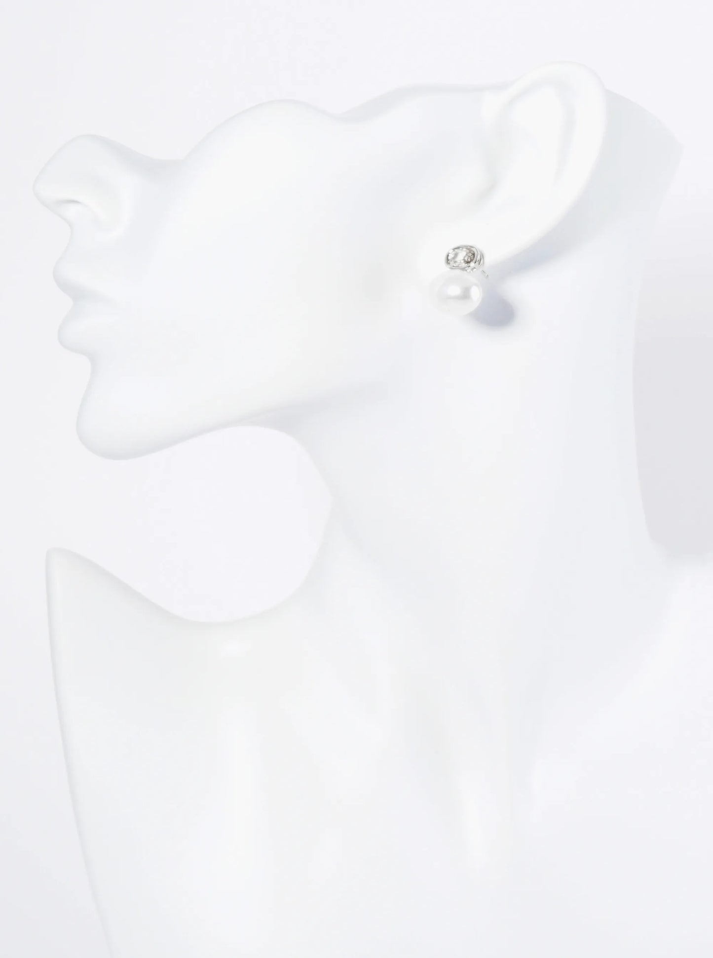 14K Gold Dipped Pearl And CZ Stone Double Oval Drop Earrings