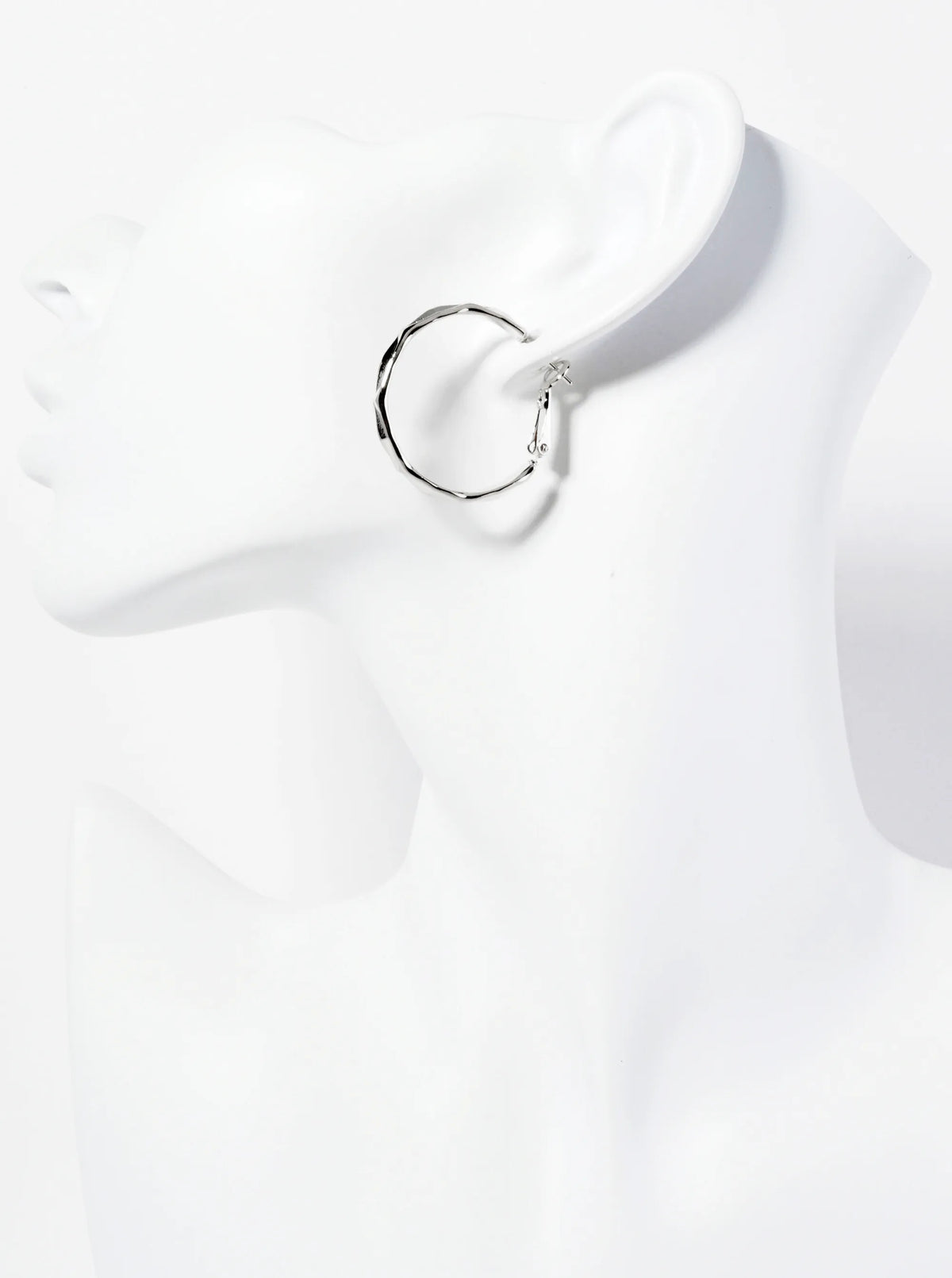 14K-Gold-Dipped Polished 30mm Faceted Texture Latch-Back Hoop Earrings