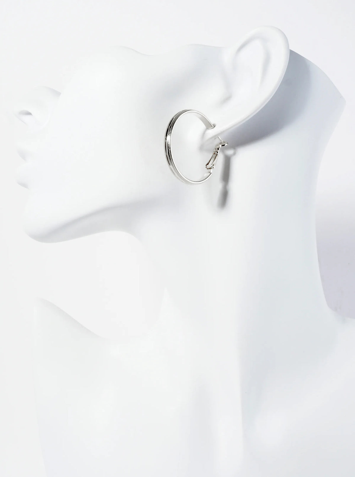14K-Gold-Dipped Polished 30mm Latch-Back Hoop Earrings With Intricate Texture