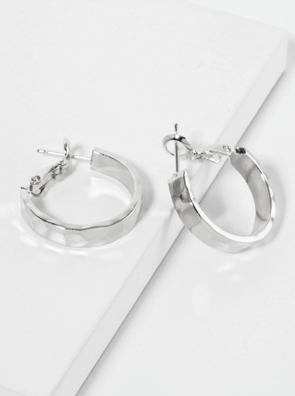 14K-Gold-Dipped Polished Brass 20mm Hammered Latch-Back Hoop Earrings With 4mm Thickness