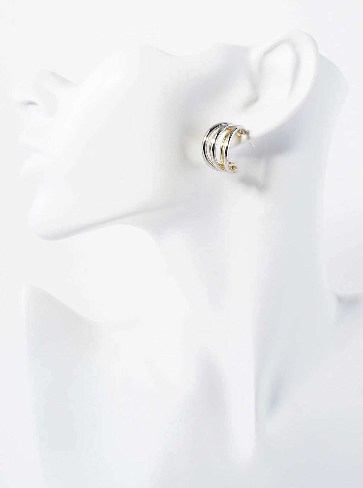 14K-Gold-Dipped Polished Brass Layered 15mm Hoop Earrings