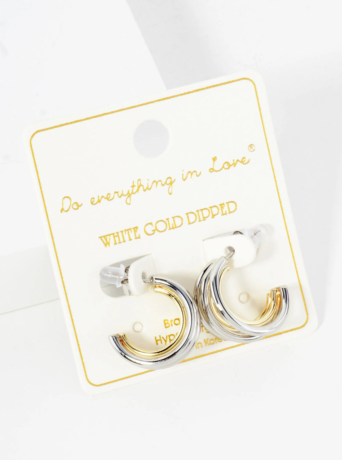 14K-Gold-Dipped Polished Brass Layered 15mm Hoop Earrings