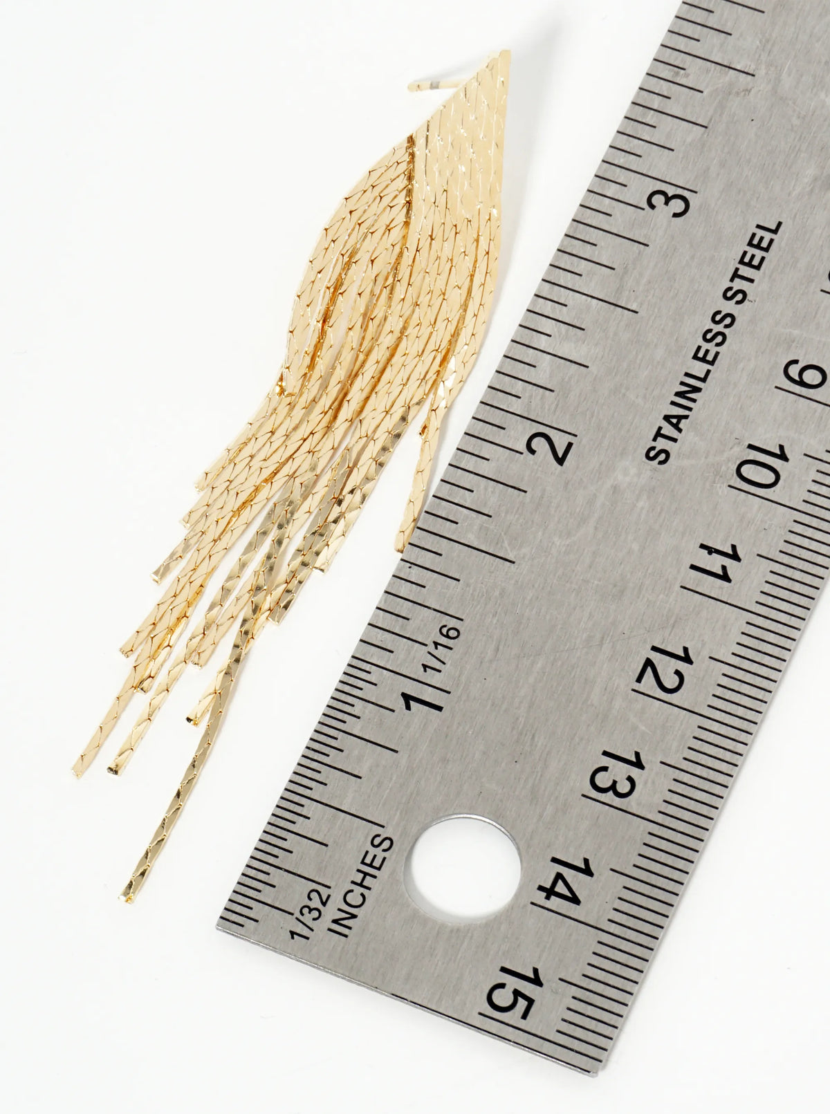 14K-Gold-Dipped Polished Cascading Chain Tassel Fringe Chandelier Earrings