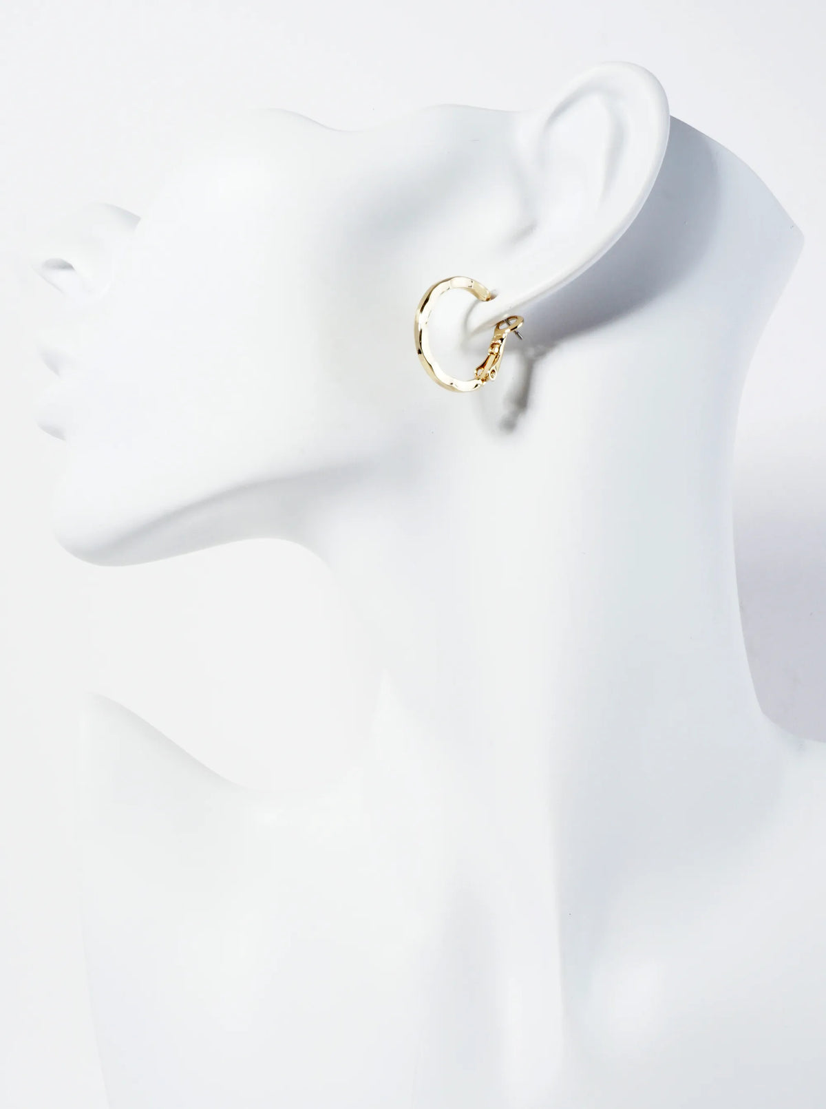 14K-Gold-Dipped Polished Metal 20mm Hammered Latch-Back Hoop Earrings
