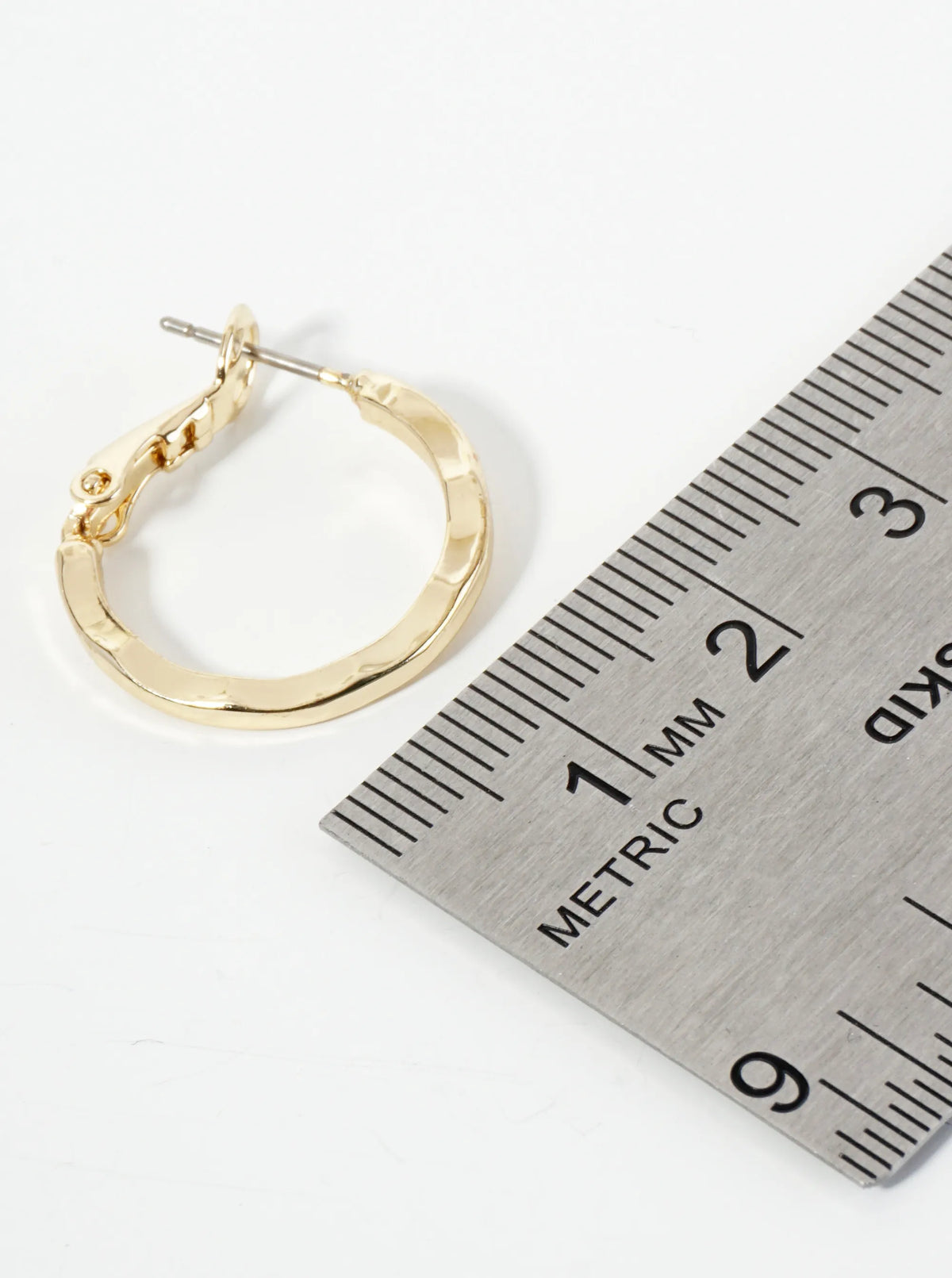 14K-Gold-Dipped Polished Metal 20mm Hammered Latch-Back Hoop Earrings