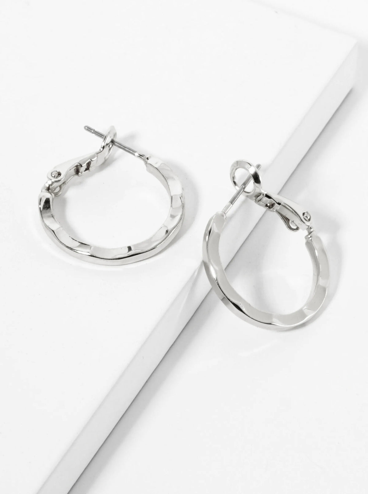 14K-Gold-Dipped Polished Metal 20mm Hammered Latch-Back Hoop Earrings