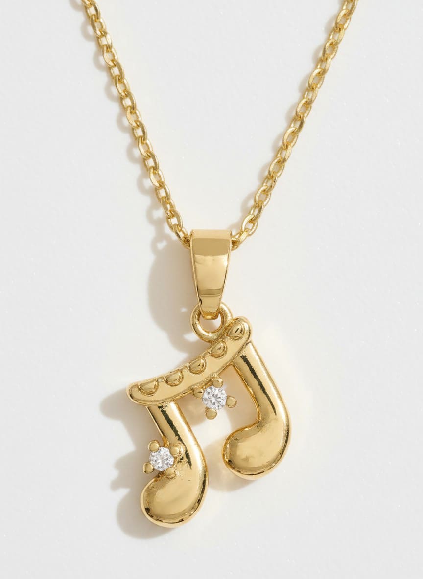 14K-Gold-Dipped Polished Musical Note Pendant Necklace