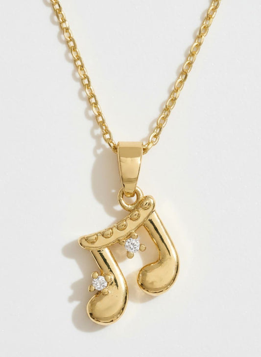 14K-Gold-Dipped Polished Musical Note Pendant Necklace