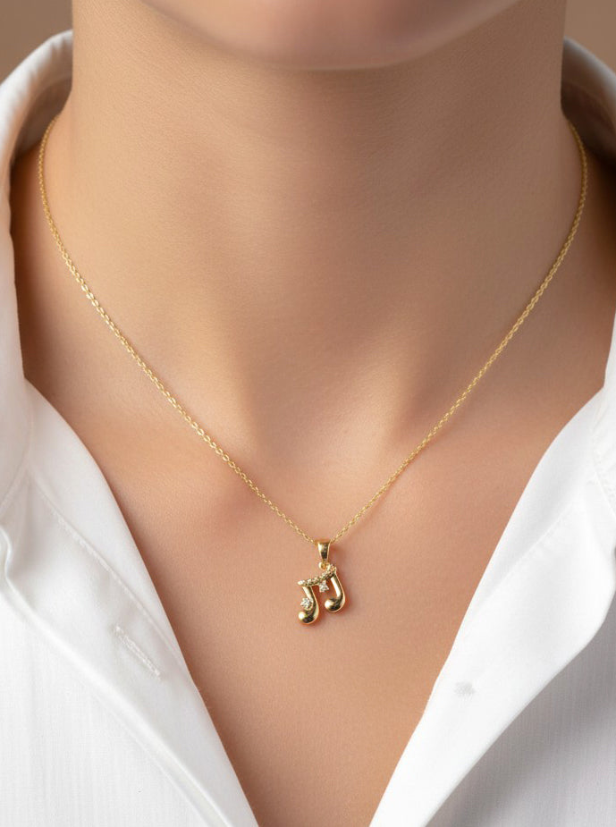 14K-Gold-Dipped Polished Musical Note Pendant Necklace