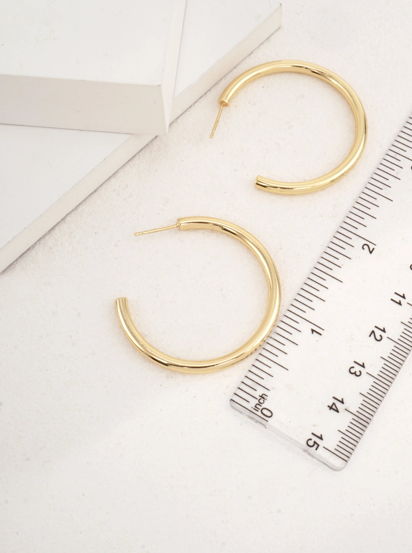 14K Gold-Dipped Polished Round Hoop Earrings