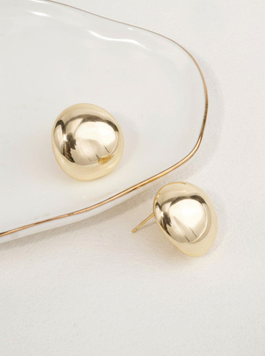 14K-Gold Dipped Puffy Oval Studs