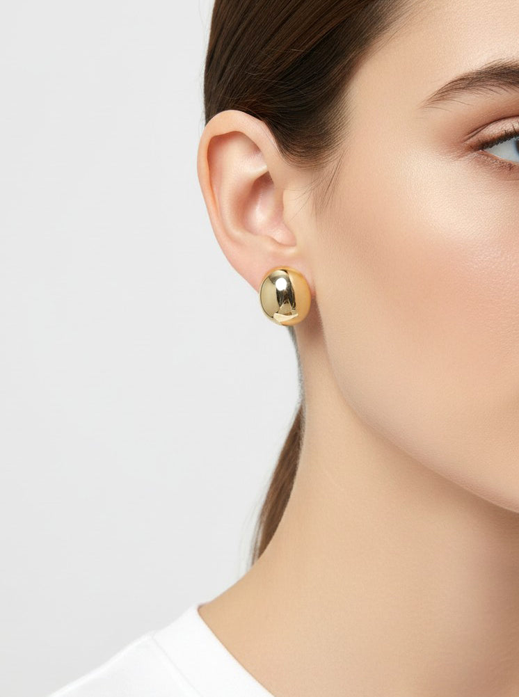 14K-Gold Dipped Puffy Oval Studs