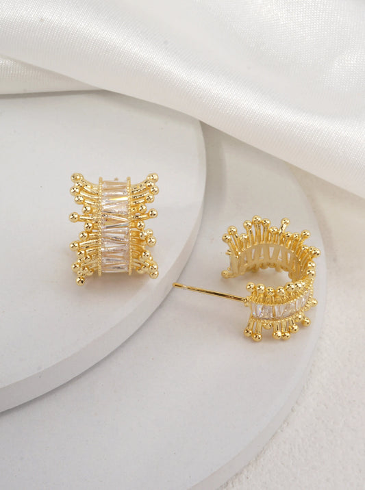 14K-Gold Dipped Radiant Baguette Hoop Earrings