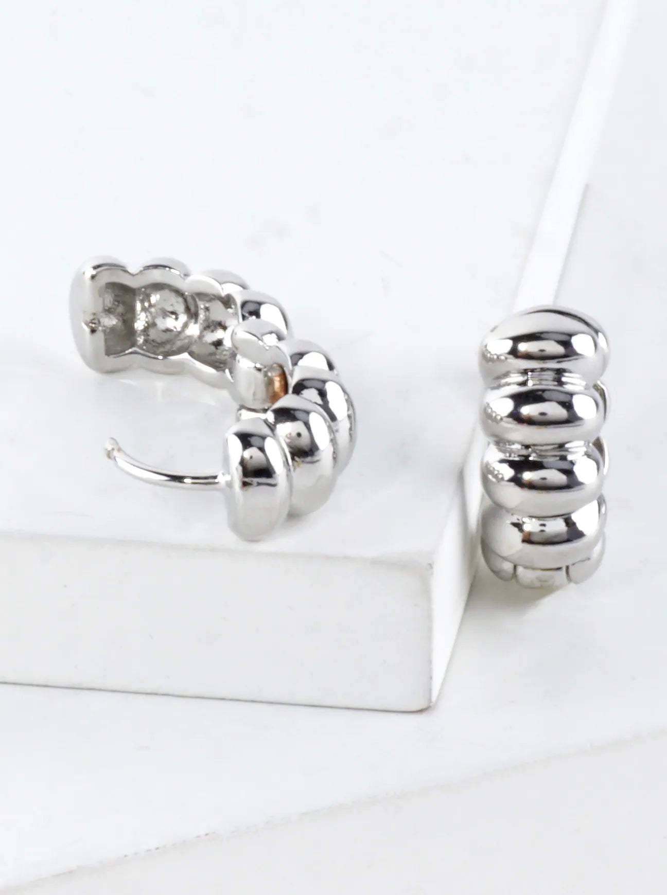 14K Gold Dipped Ribbed Hoop Earrings