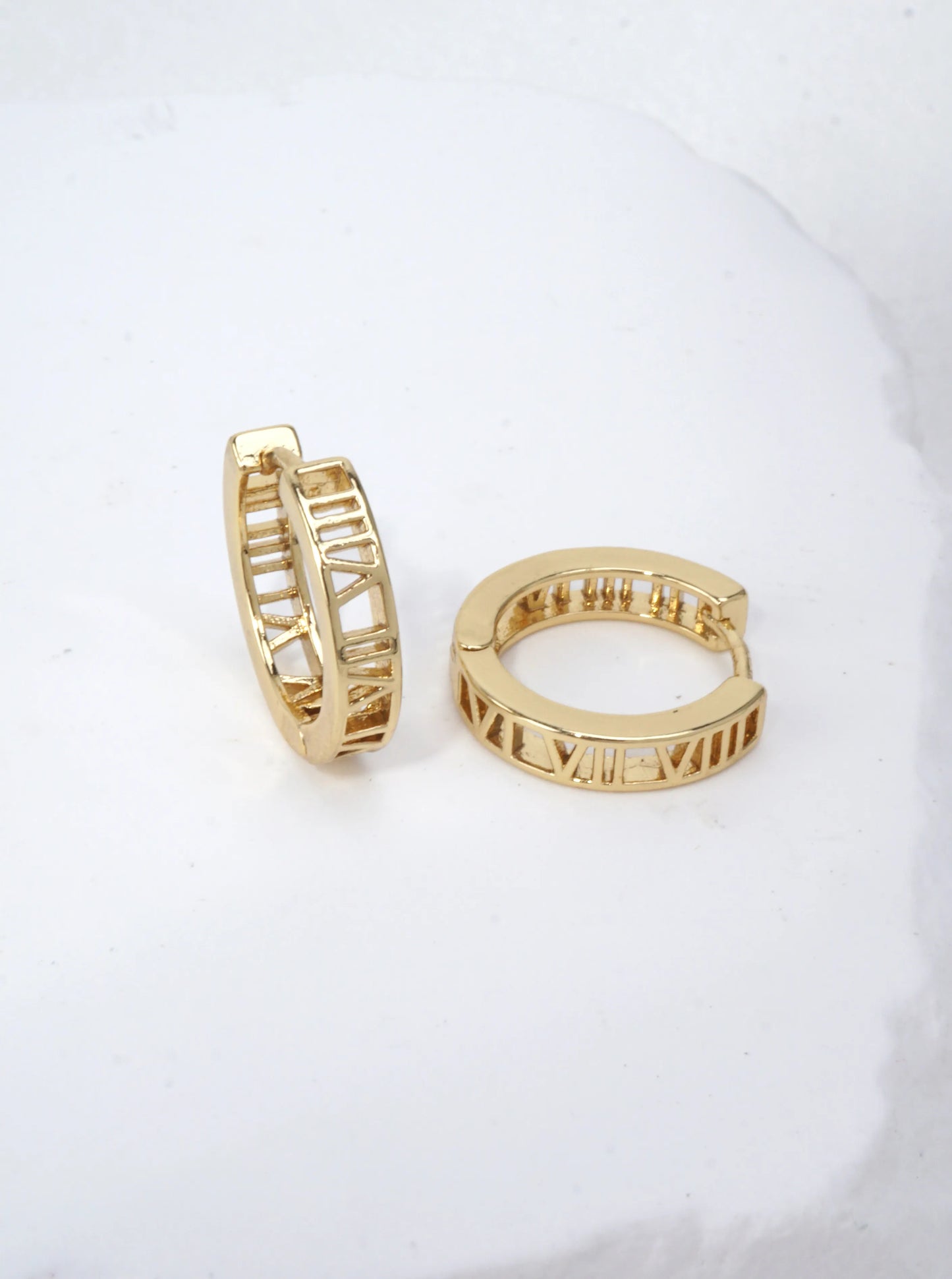 14K Gold-Dipped Roman Numeral Hoops