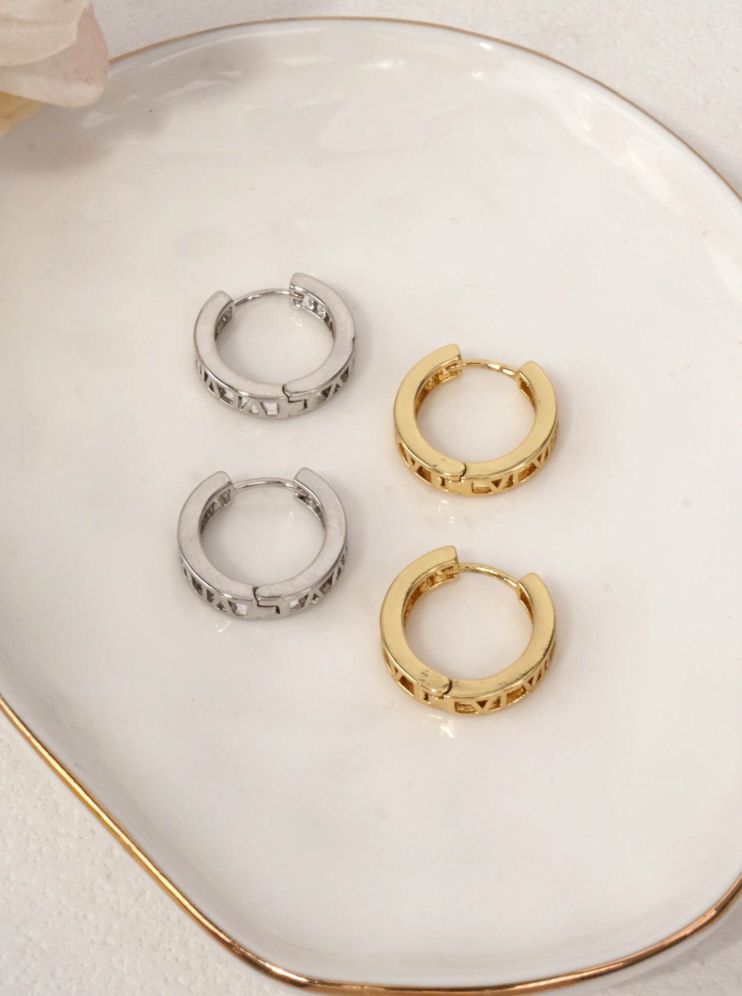 14K Gold-Dipped Roman Numeral Hoops
