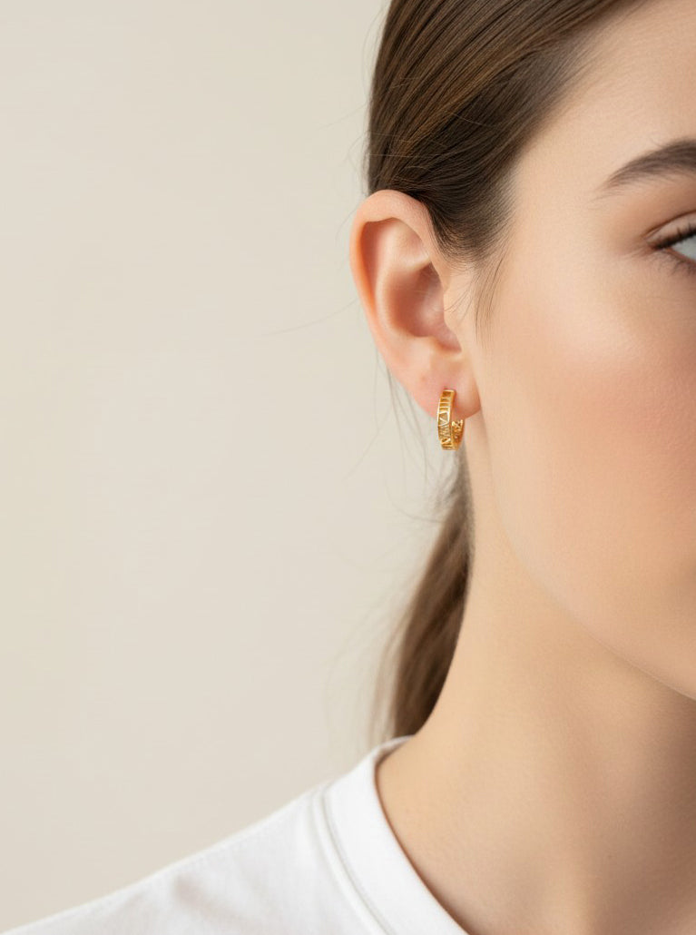 14K Gold-Dipped Roman Numeral Hoops