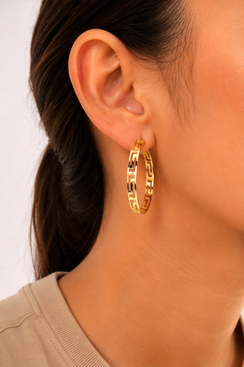 14K Gold-Dipped Small Hoop Earrings 1.57 In