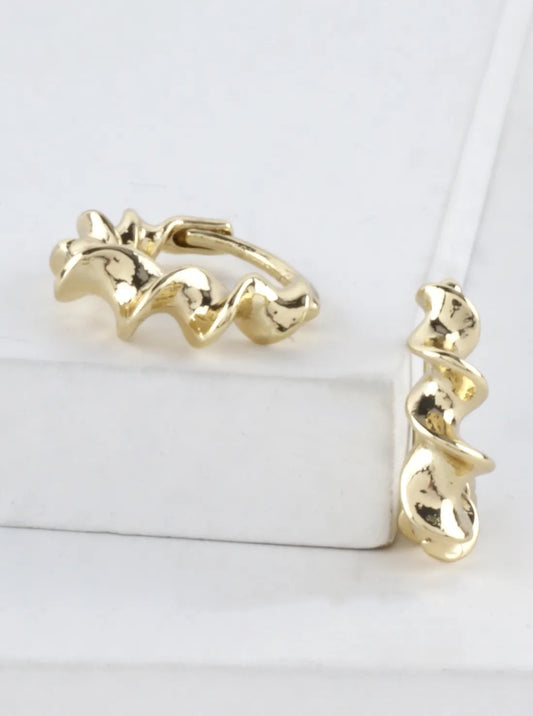 14K Gold Dipped Spiral Brass Hoop Earrings Mini