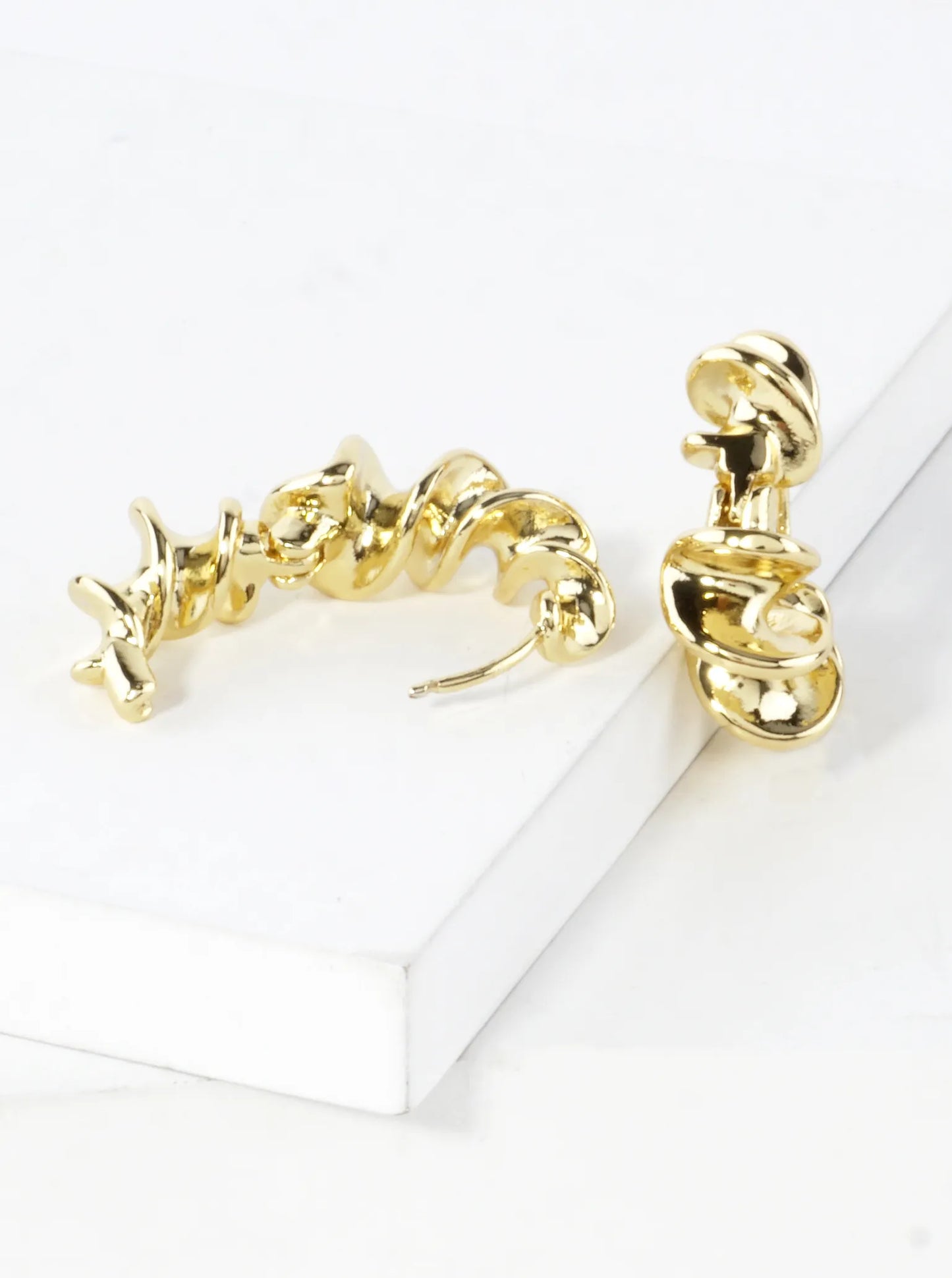 14K Gold Dipped Spiral Brass Hoop Earrings Small
