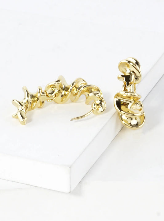 14K Gold Dipped Spiral Brass Hoop Earrings Small