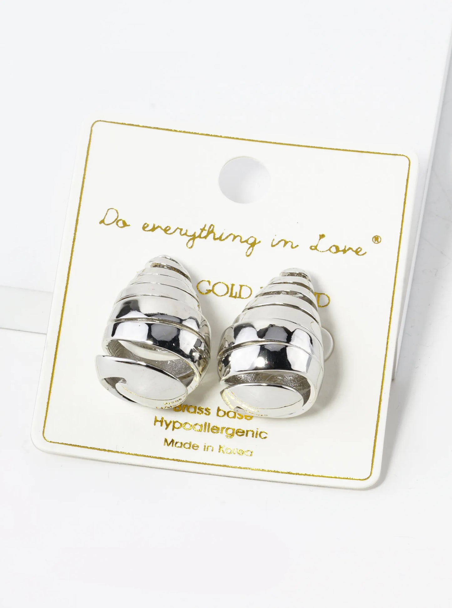 14K Gold Dipped Spiral Teardrop Post Stud Earrings