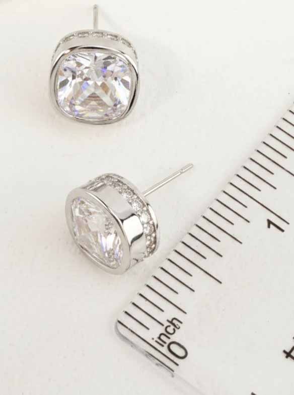 14K-Gold Dipped Square Cut CZ Stud Earrings