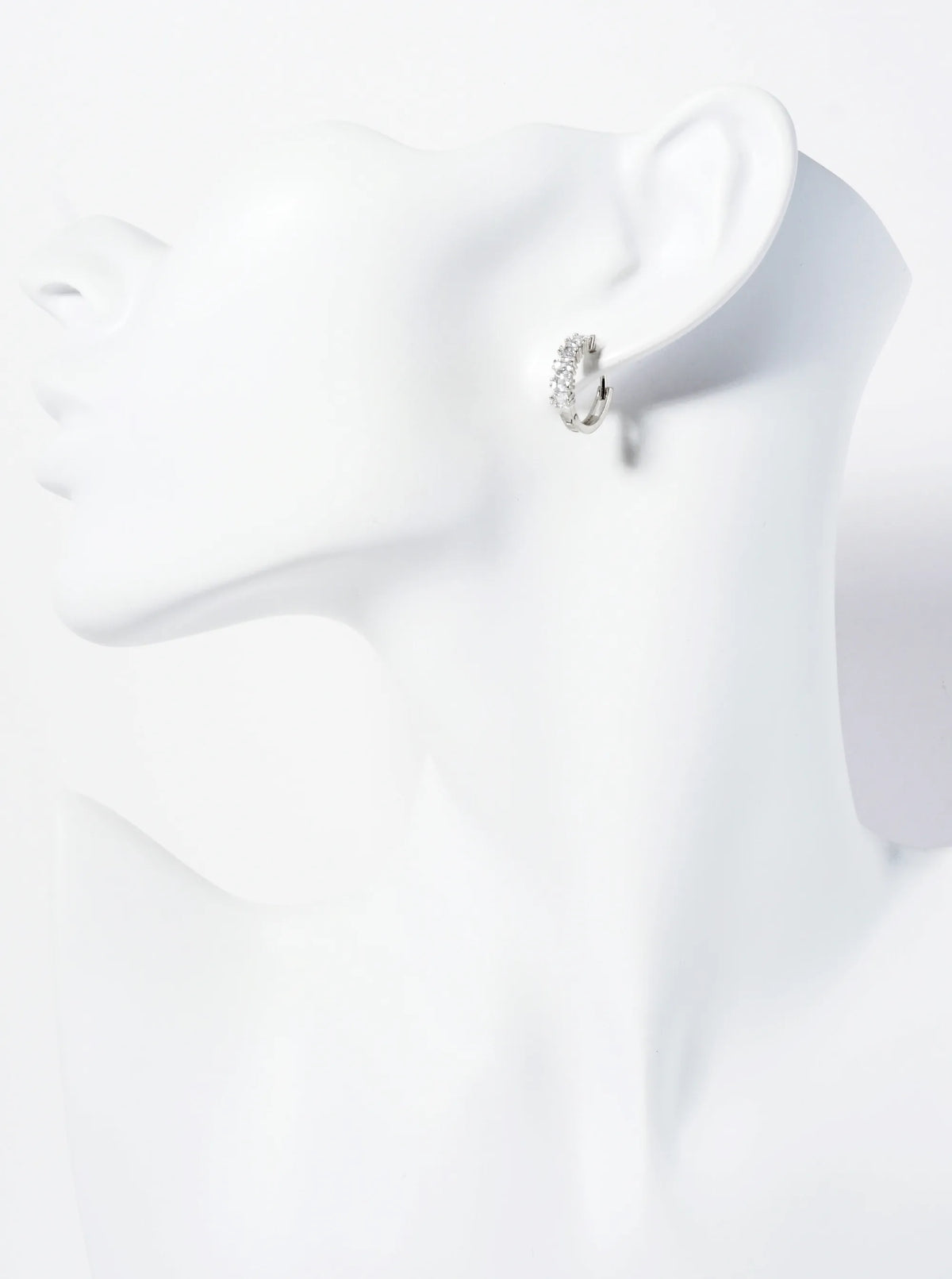 14K-Gold-Dipped Square Shape Cubic-Zirconia 13mm Huggie Hoop Earrings
