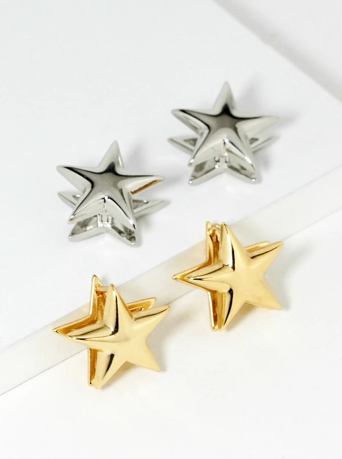 14K Gold Dipped Star Huggie Hoop Earrings