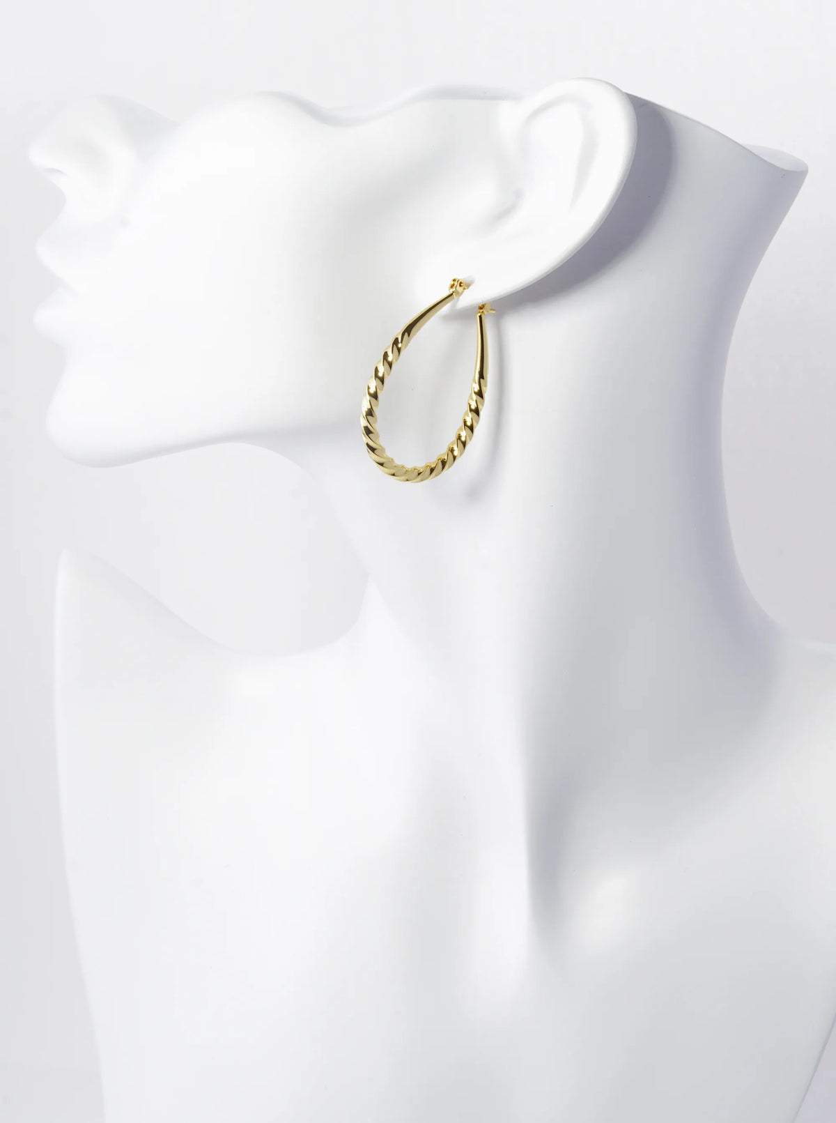 14K Gold Dipped Teardrop Shape 40mm Twist Hoop Earrings