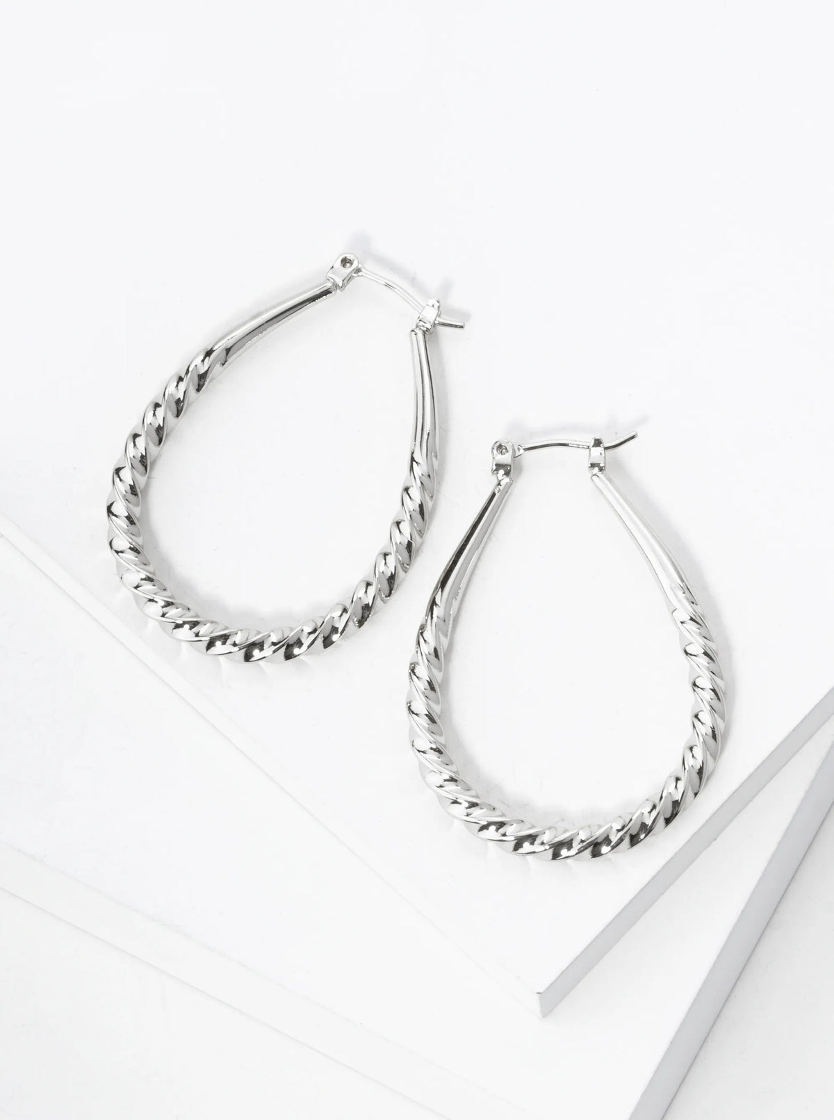 14K Gold Dipped Teardrop Shape 40mm Twist Hoop Earrings
