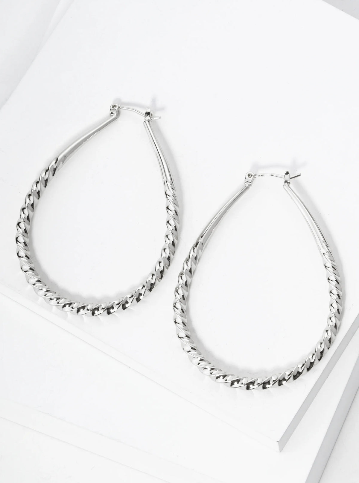 14K Gold Dipped Teardrop Shape 55mm Twist Hoop Earrings