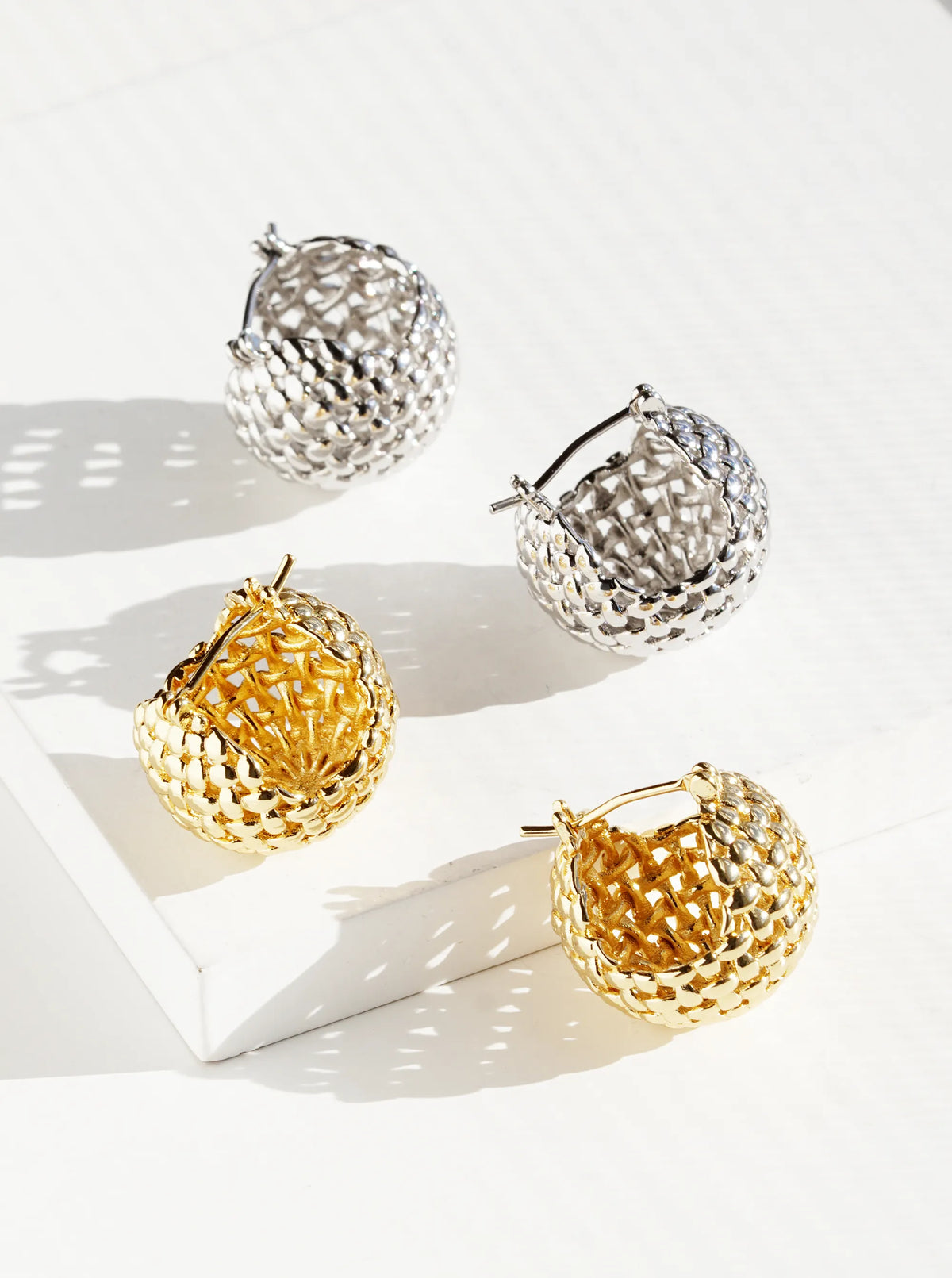 14K Gold Dipped Textured 20mm Ball Hoop Earrings