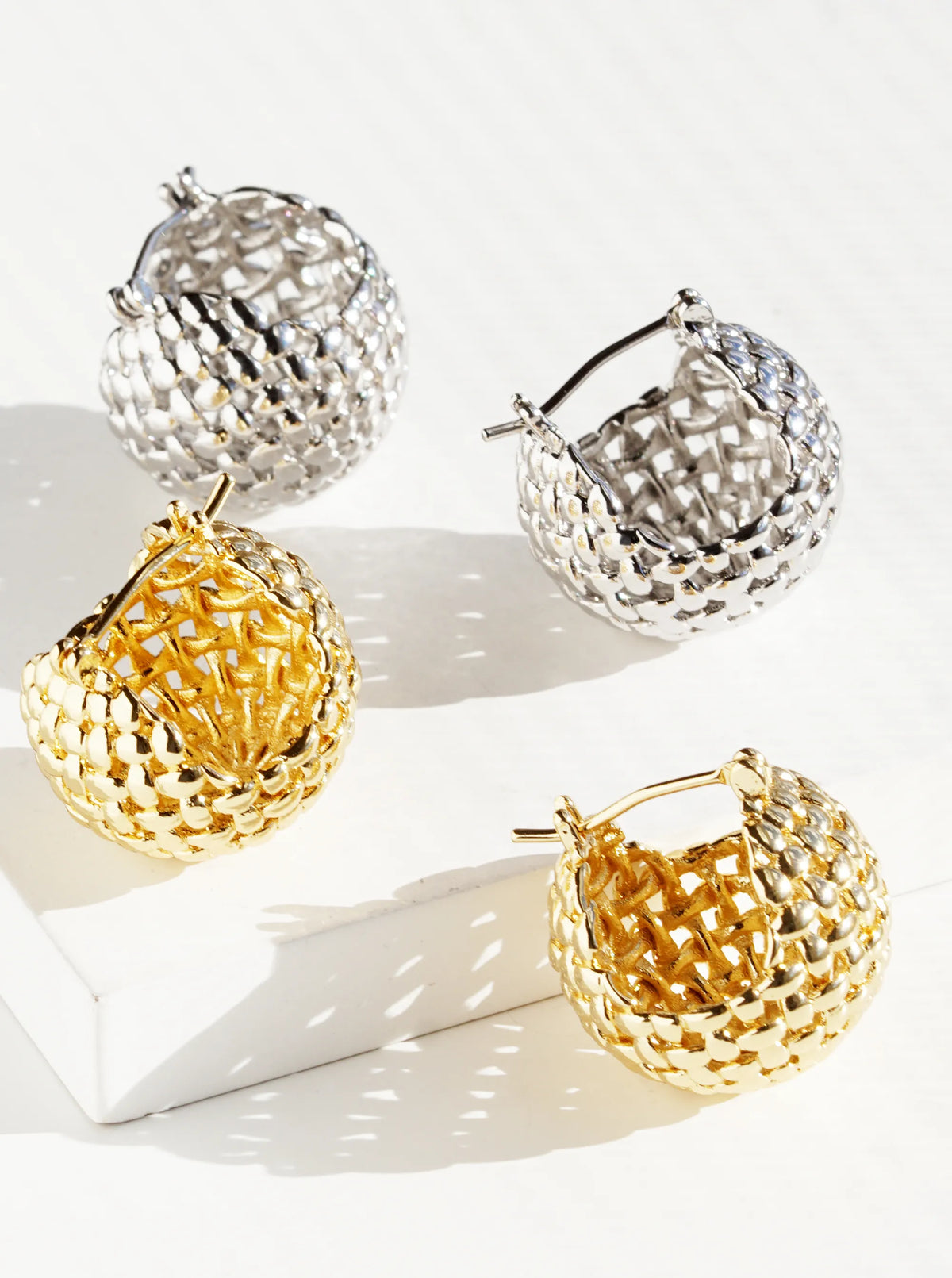 14K Gold Dipped Textured 20mm Ball Hoop Earrings