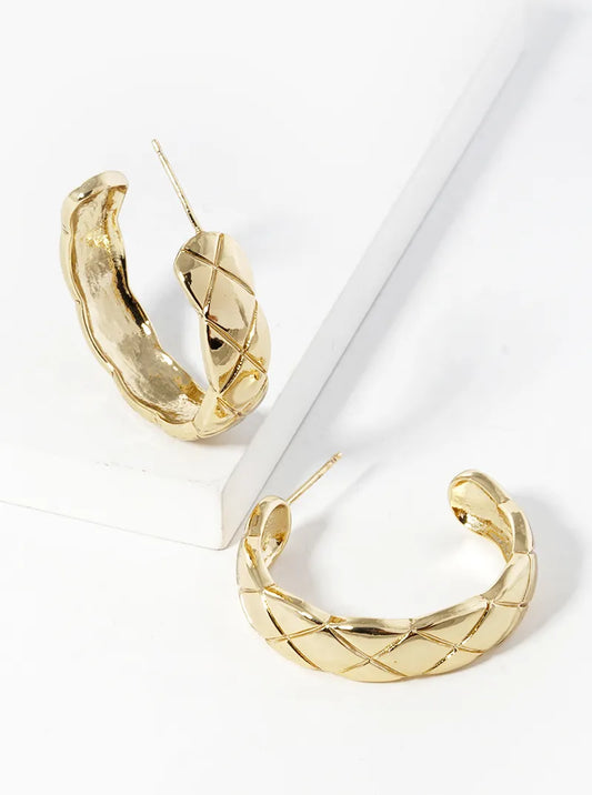 14K Gold Dipped Textured 30mm Open Hoop Earrings