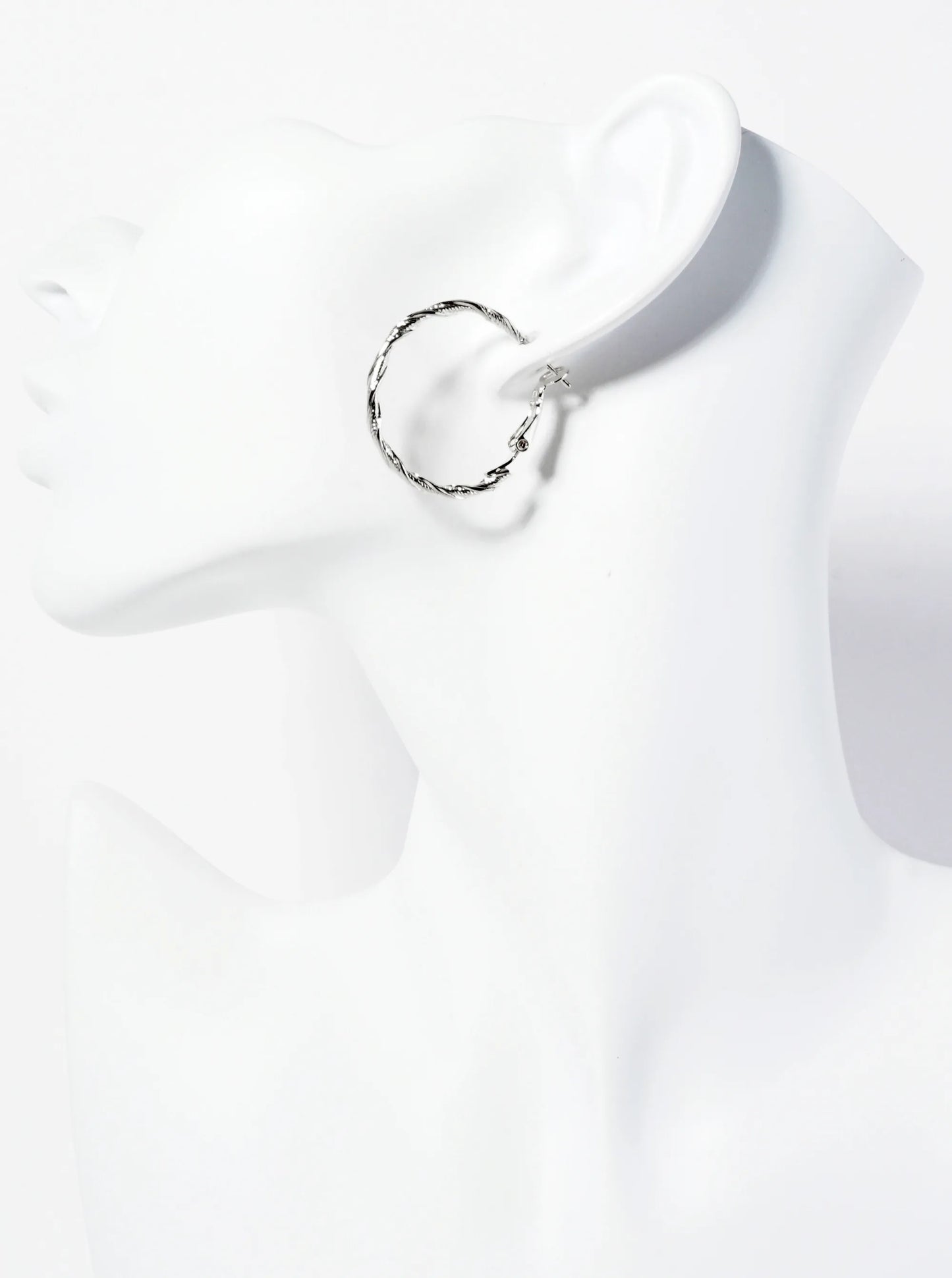14K-Gold-Dipped Textured 30mm Twist Latch-Back Hoop Earrings