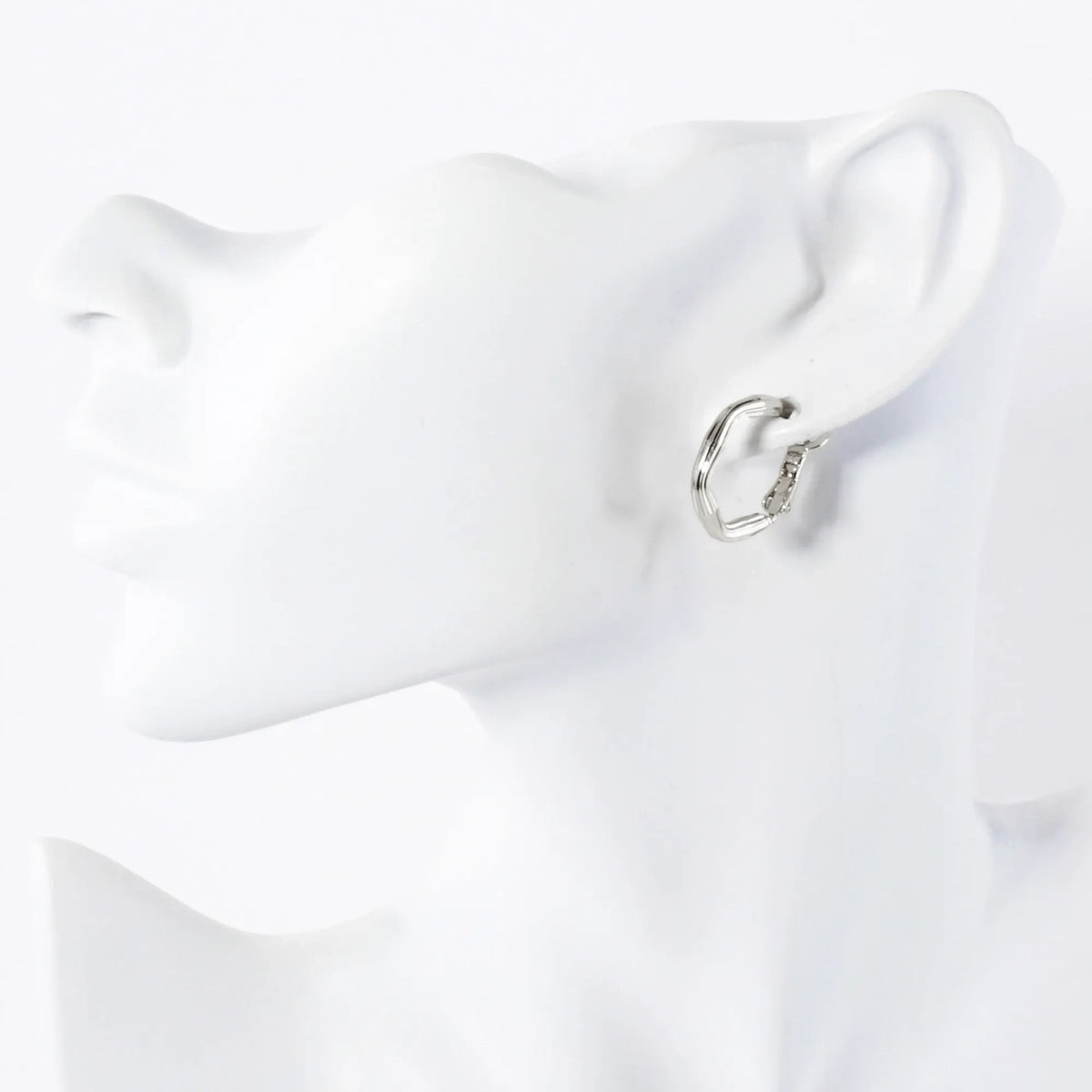 14K-Gold-Dipped Textured Brass Hexagon 20mm Omega-Back Hoop Earrings